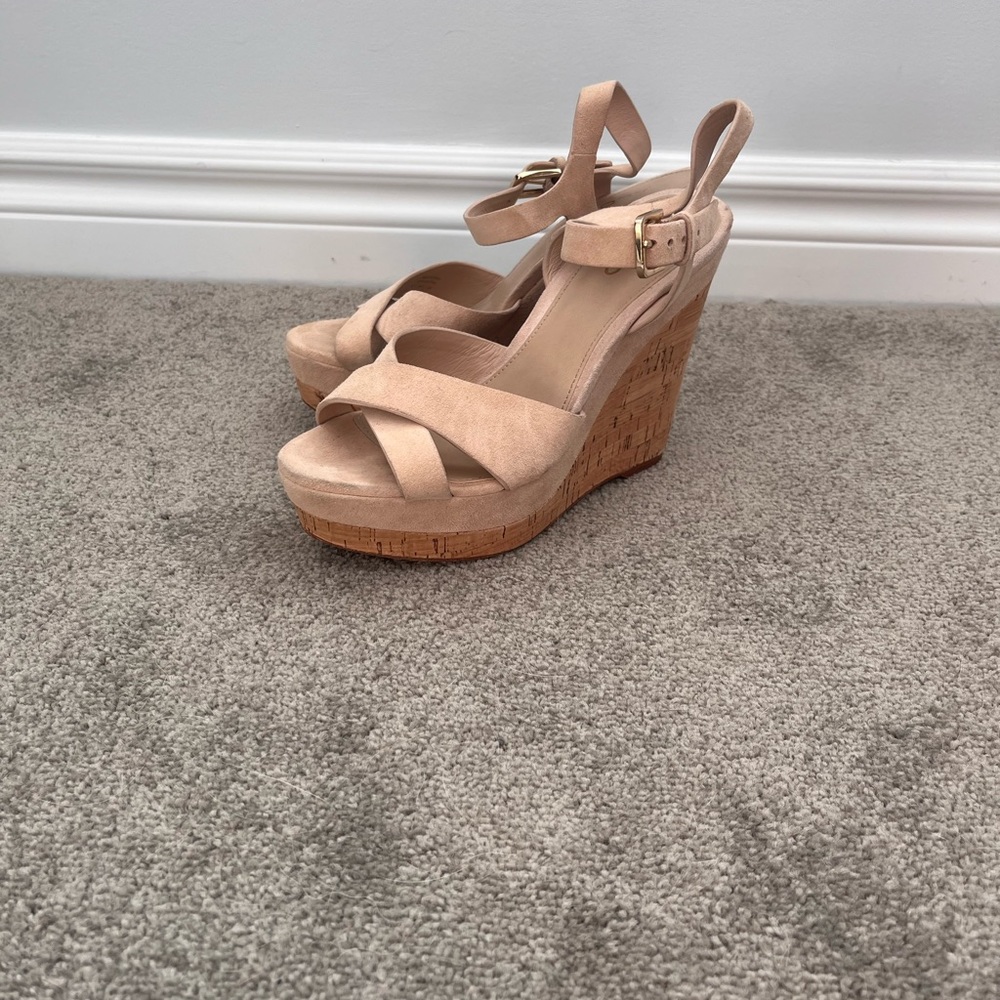 Beige wedge heels